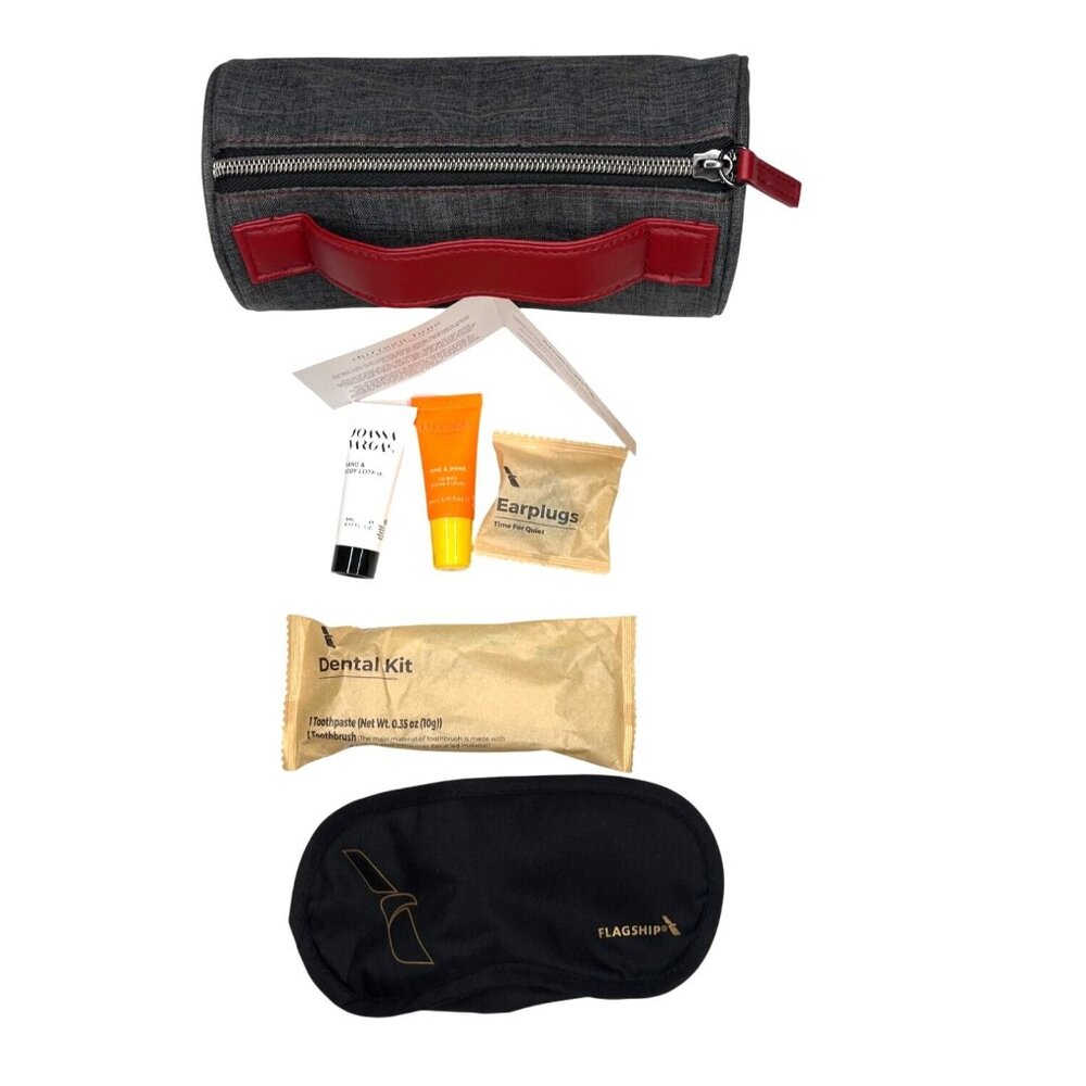 Flagship Airlines Travel Amenity Kit W/ Eye Mask Dental Kit Earplugs & More 77a